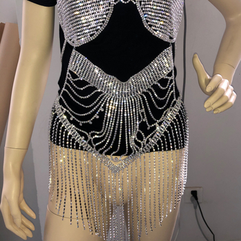 Ženski body chain, geometrijski dizajn od legure sa bijelim kristalima, elektroplatiranje
