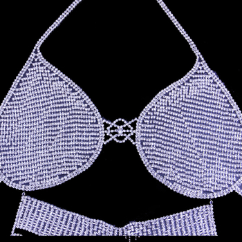 Ženski body chain, geometrijski dizajn od legure sa bijelim kristalima, elektroplatiranje
