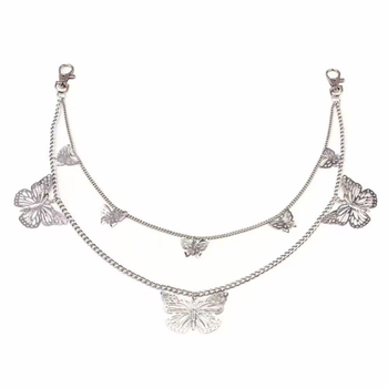 Reťaz na nohavice s viacvrstvovým motýľovým príveskom, punk kov, zliatina, unisex, model K112