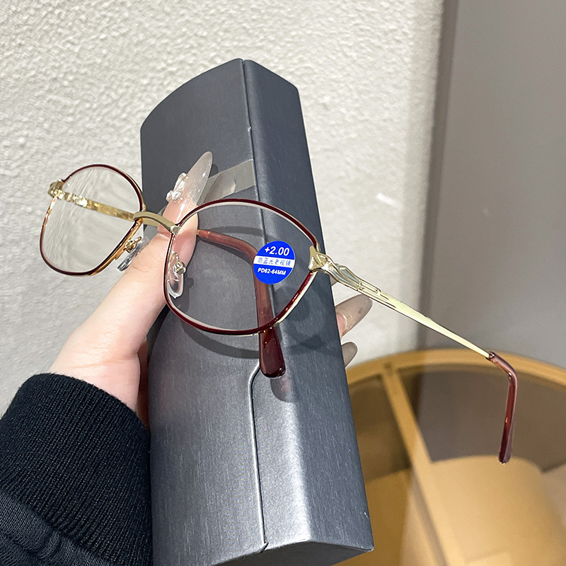 Naočale za čitanje za presbiopiju, model 9113, ovalni metalni okvir, cijeli okvir, leće od materijala AC