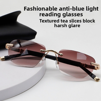 Bezrámové čítacie okuliare s ochranou proti modrému svetlu, viacfokálne šošovky a hrany diamantového typu pre seniorov