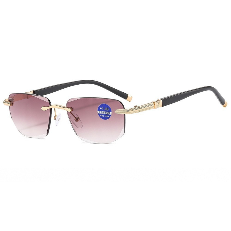 Bezrámové čítacie okuliare s ochranou proti modrému svetlu, viacfokálne šošovky a hrany diamantového typu pre seniorov