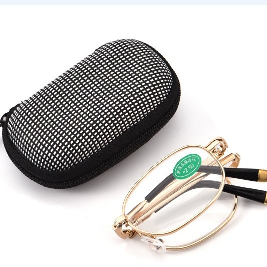 Összecsukható olvasó szemüveg anti-fáradtság lenc gékkel, távoli és közeli látáshoz, fém/TR keret