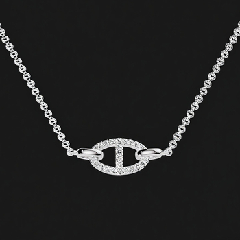 925 ezüst nyaklánc geometriai/állat motívummal, kulcscsont- lánccal, 51–60 cm hosszú, könnyű luxus stílus