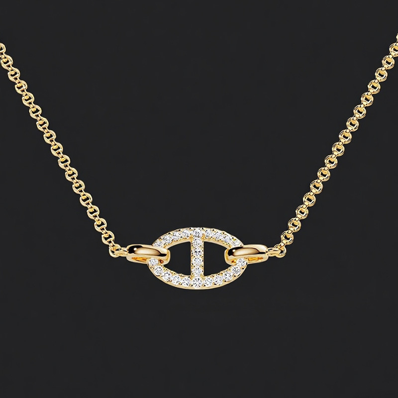 925 ezüst nyaklánc geometriai/állat motívummal, kulcscsont- lánccal, 51–60 cm hosszú, könnyű luxus stílus