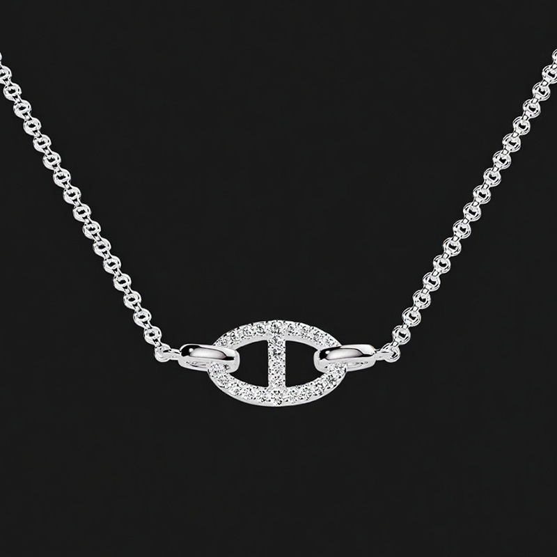 925 ezüst nyaklánc geometriai/állat motívummal, kulcscsont- lánccal, 51–60 cm hosszú, könnyű luxus stílus