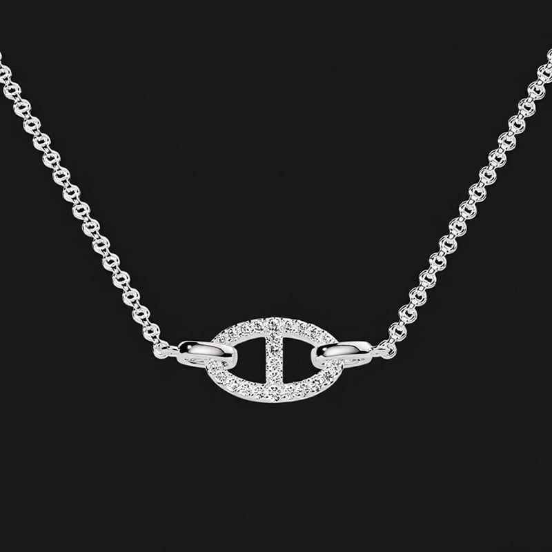 925 ezüst nyaklánc geometriai/állat motívummal, kulcscsont- lánccal, 51–60 cm hosszú, könnyű luxus stílus