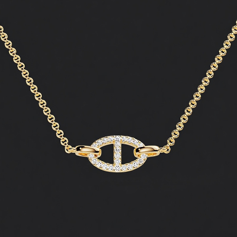 925 ezüst nyaklánc geometriai/állat motívummal, kulcscsont- lánccal, 51–60 cm hosszú, könnyű luxus stílus