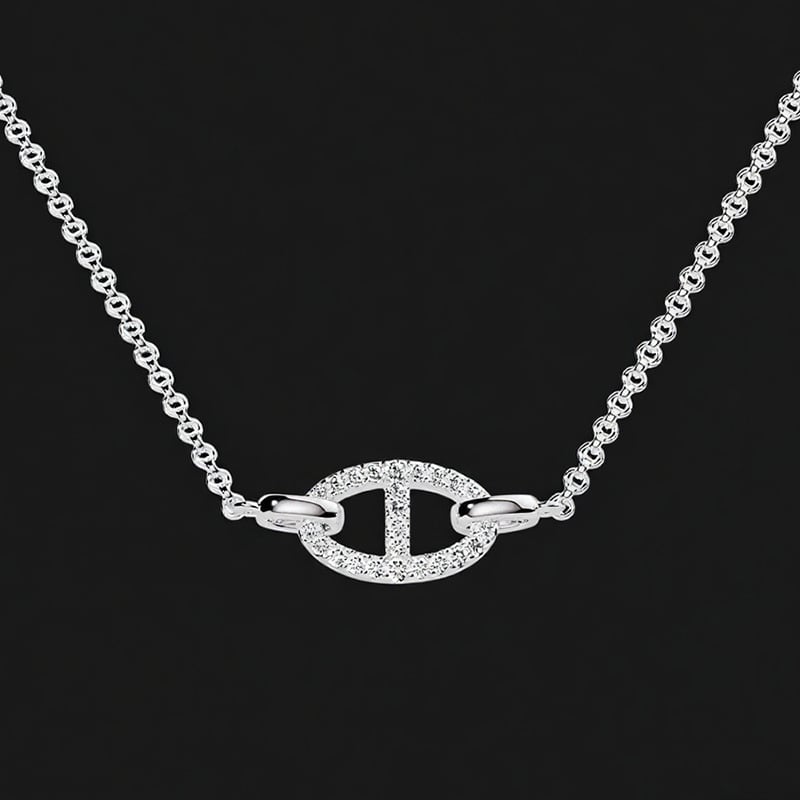 925 ezüst nyaklánc geometriai/állat motívummal, kulcscsont- lánccal, 51–60 cm hosszú, könnyű luxus stílus