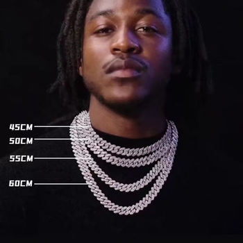 Muški kubanski lanac od 13 mm s rhinestones