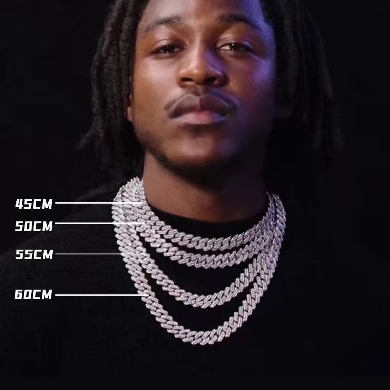 Muški kubanski lanac od 13 mm s rhinestones