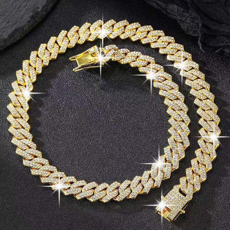 Muški kubanski lanac od 13 mm s rhinestones