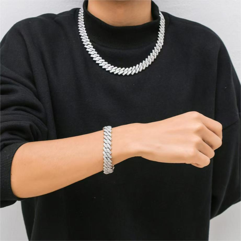 Muški kubanski lanac od 13 mm s rhinestones
