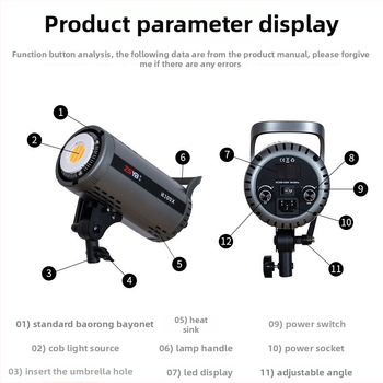 Shadow bang B300x – Professionaalne fotograafia lamp, kahekordne temperatuurivalgustus, 220W/220V, E40 pea, reguleeritav heledu, sõltuv toiteallikas, heleduse reguleerimine, sobib peamiseks valgustuseks otseülekande ja portree video jaoks