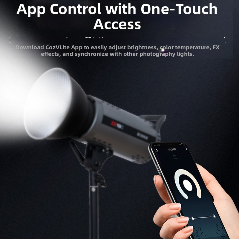 Shadow bang B300x — Profesionāla fotolampa, divu temperatūru apgaismojums, 220W/220V, E40 galva, regulējama spilgtums, neatkarīgs barošanas avots, piemērota kā galvenā gaisma tiešraides un portretu video veidošanai