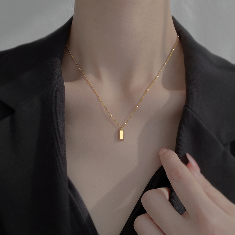 Ogrlica Miaolai Accessories od titan čelika, kuglični lanac, titanijski privjesak, lagani luksuz za žene
