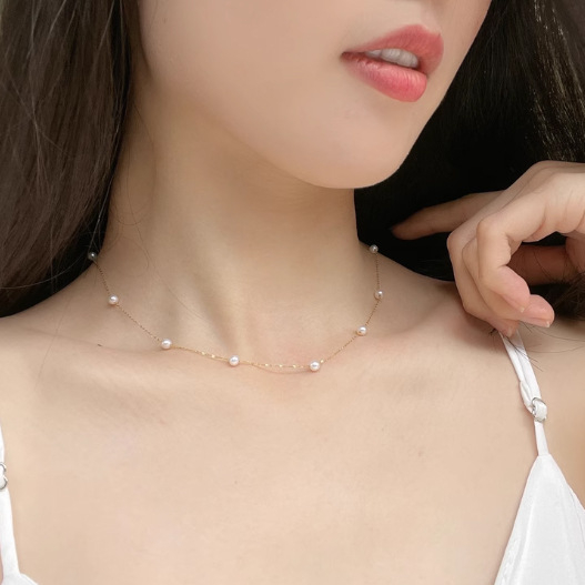 Верижка с висулка от пресноводни перли — SHDIYAYUN, пресноводни перли, кръгла форма, 925 сребро, пролет 2025