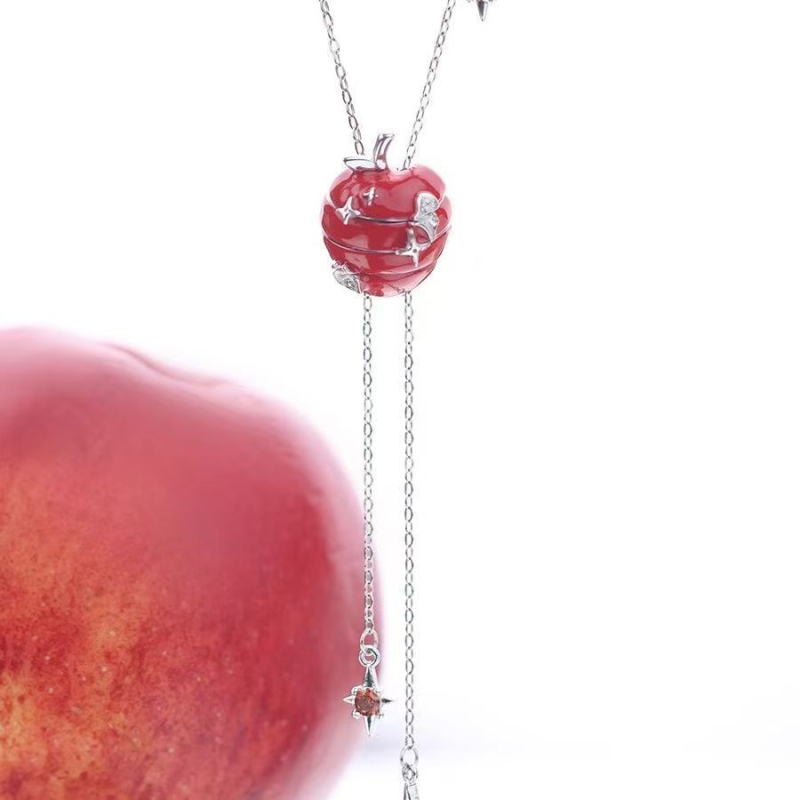 Колие с ябълков резен, геометрична електроплатирана медна висулка, оригинален дизайн, ключична верига, пролет 2025