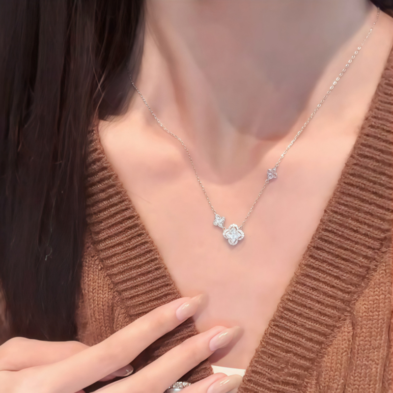 Colier Livani din argint 925, lanț clavicular, prelucrare de precizie, greutate aproximativ 3 g