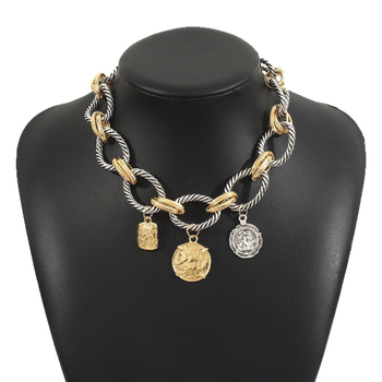 Maidi náhrdelník z zliatiny, klavikálna reťaz s geometrickým príveskom, elektroplátovaný povrch