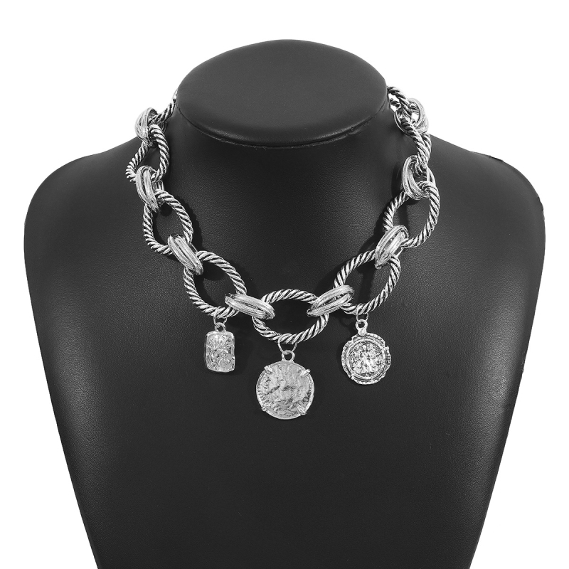 Maidi náhrdelník z zliatiny, klavikálna reťaz s geometrickým príveskom, elektroplátovaný povrch