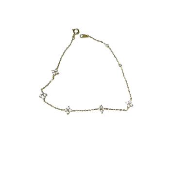 Brățară din argint 925 cu patru foi, zirconiu, stil lux ușor, pentru femei