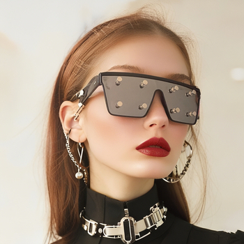 DIY rokdarbu brillēm, kvadrātveida rāmis ar kniedēm, PC materiāls, pilns rāmis ar metāla dizainu unisex, rudens 2024 izlaidums