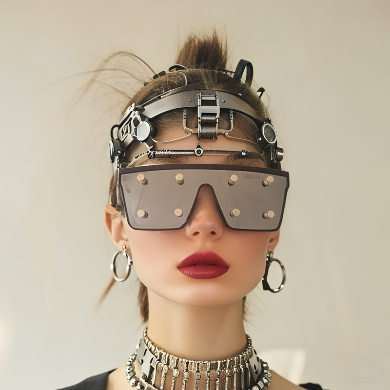 DIY rokdarbu brillēm, kvadrātveida rāmis ar kniedēm, PC materiāls, pilns rāmis ar metāla dizainu unisex, rudens 2024 izlaidums