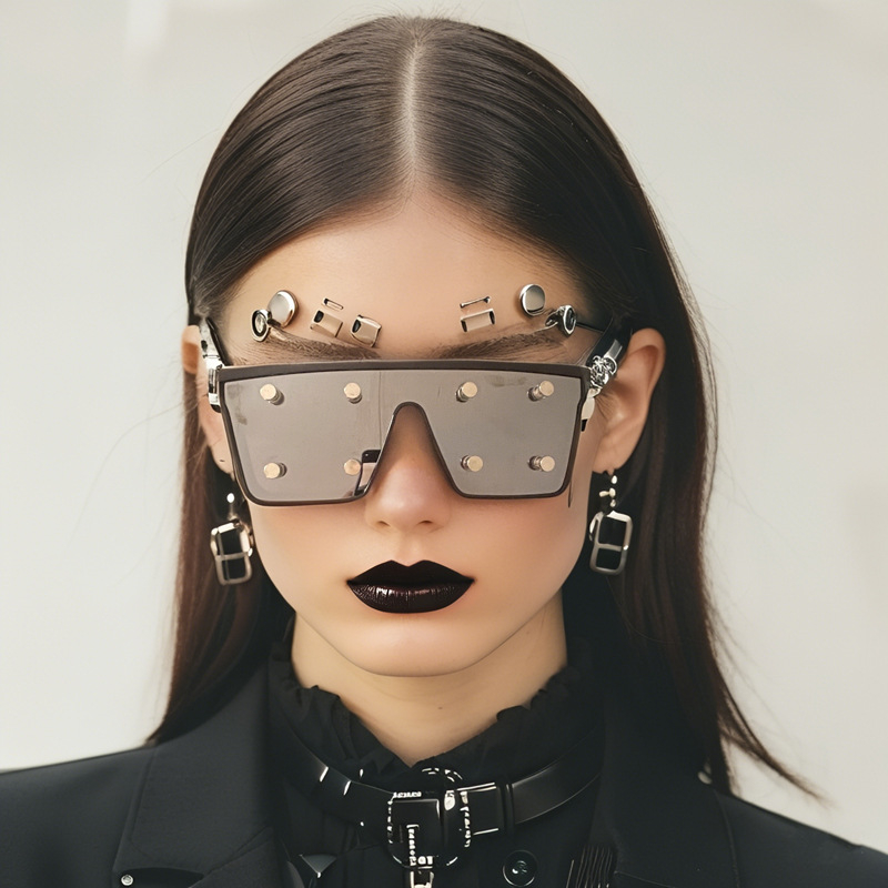 DIY rokdarbu brillēm, kvadrātveida rāmis ar kniedēm, PC materiāls, pilns rāmis ar metāla dizainu unisex, rudens 2024 izlaidums