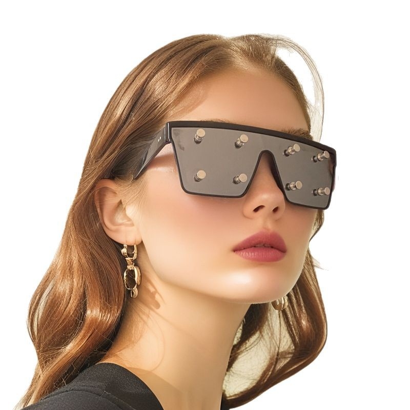 DIY rokdarbu brillēm, kvadrātveida rāmis ar kniedēm, PC materiāls, pilns rāmis ar metāla dizainu unisex, rudens 2024 izlaidums