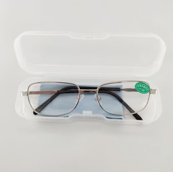 Ochelari de citit cu ramă metalică, lentile din sticlă, model 602, lentile pătrate