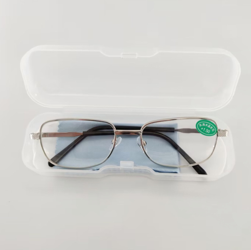 Ochelari de citit cu ramă metalică, lentile din sticlă, model 602, lentile pătrate