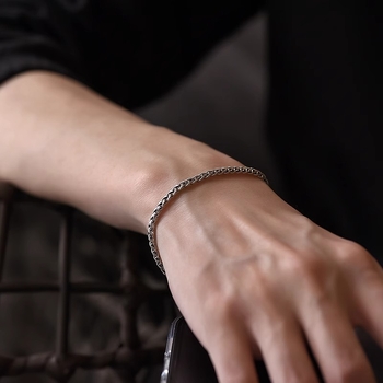 Brățară din argint 925, lanț cubanez, țesut împletit, pentru cupluri