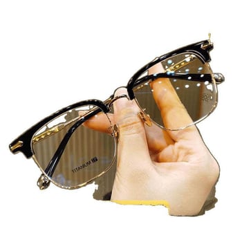 Ochelari de citit cu lentile anti-lumină albastră, zoom pentru distanță și apropiere, cadru fără ramă, cadru din titan, reglaj automat