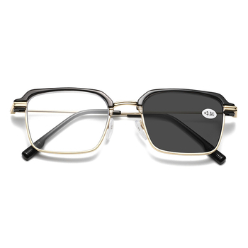 Naočale za čitanje s metalnim okvirom, zaštita od plavog svjetla, fotokromatske HD leće, puni okvir, podrška za blizinu vida