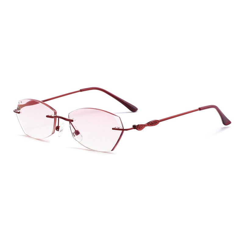 Naočale za čitanje bez okvira s lećama protiv plave svjetlosti, polygonalnog oblika leće, metalna konstrukcija, za presbiopiju