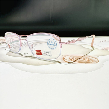 Presbyopické čitateľské okuliare s ochranou proti modrému svetlu, kovový polorám, šošovky z živice, dámsky model