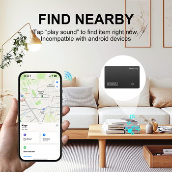 Airtag kortelių lokatorius – PVC korpusas, modelis Fdk001, 180mAh baterija, svoris 18 g, suderinamas su iOS