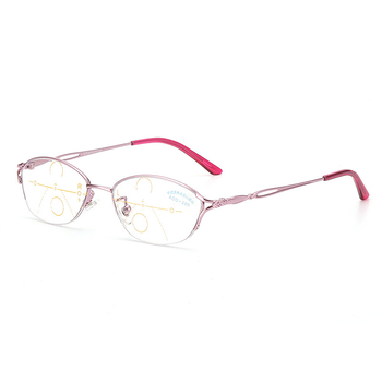 Γυναικεία προοδευτικά γυαλιά ανάγνωσης – πολυεστιακοί φακοί, αντι-μπλε φως, ακρυλικοί φακοί, μεταλλικός ημι-σκελετός, στρογγυλός σκελετός