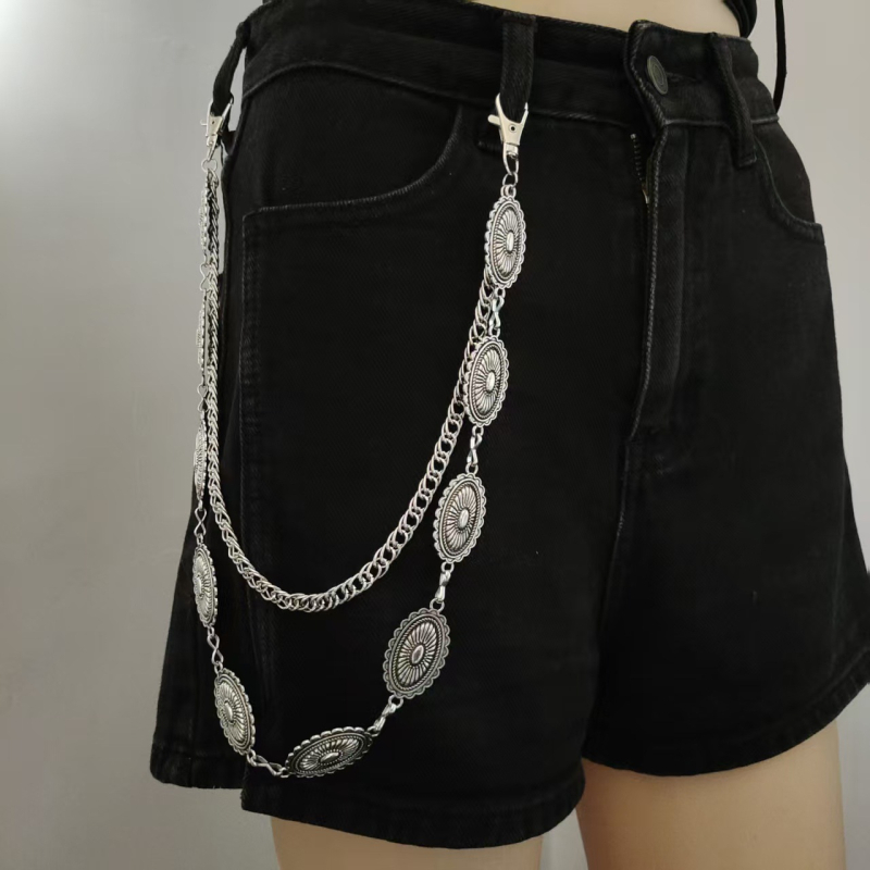 Metalni pojasni lanac – unisex, rodno neutralan stil, širina 2,5 cm, mogućnost prilagođavanja.