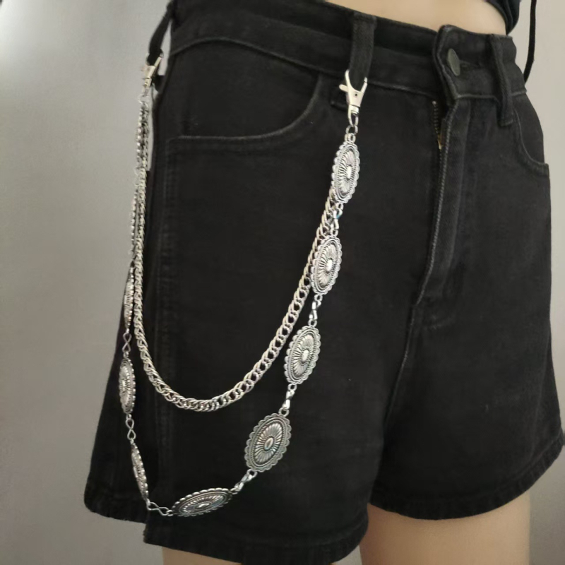 Metalni pojasni lanac – unisex, rodno neutralan stil, širina 2,5 cm, mogućnost prilagođavanja.