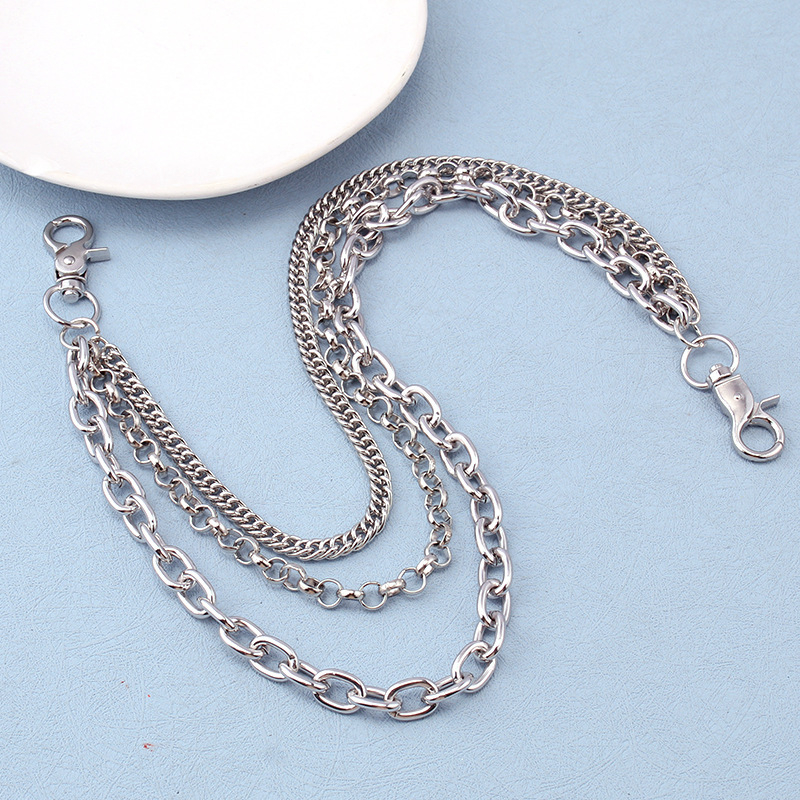 Метален синджир за талия, многослоен деним стил, панк/хип-хоп дизайн, ширина 1 см, възможност за персонализация