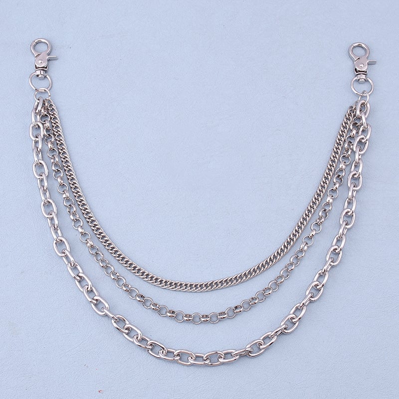 Метален синджир за талия, многослоен деним стил, панк/хип-хоп дизайн, ширина 1 см, възможност за персонализация