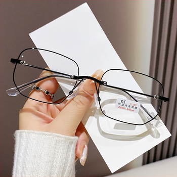 Időseknek szóló olvasó szemüveg - kékfény elleni védelem, PC lencsék, teljes keret, műanyag+fém keret, kerek keret