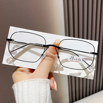 Időseknek szóló olvasó szemüveg - kékfény elleni védelem, PC lencsék, teljes keret, műanyag+fém keret, kerek keret