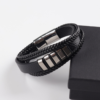 Kožni pleteni narukvica, geometrijski oblik, unisex stil, personalizirani stil, izdanje 2025