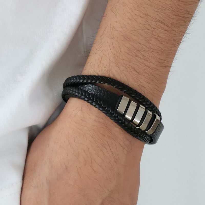Kožni pleteni narukvica, geometrijski oblik, unisex stil, personalizirani stil, izdanje 2025
