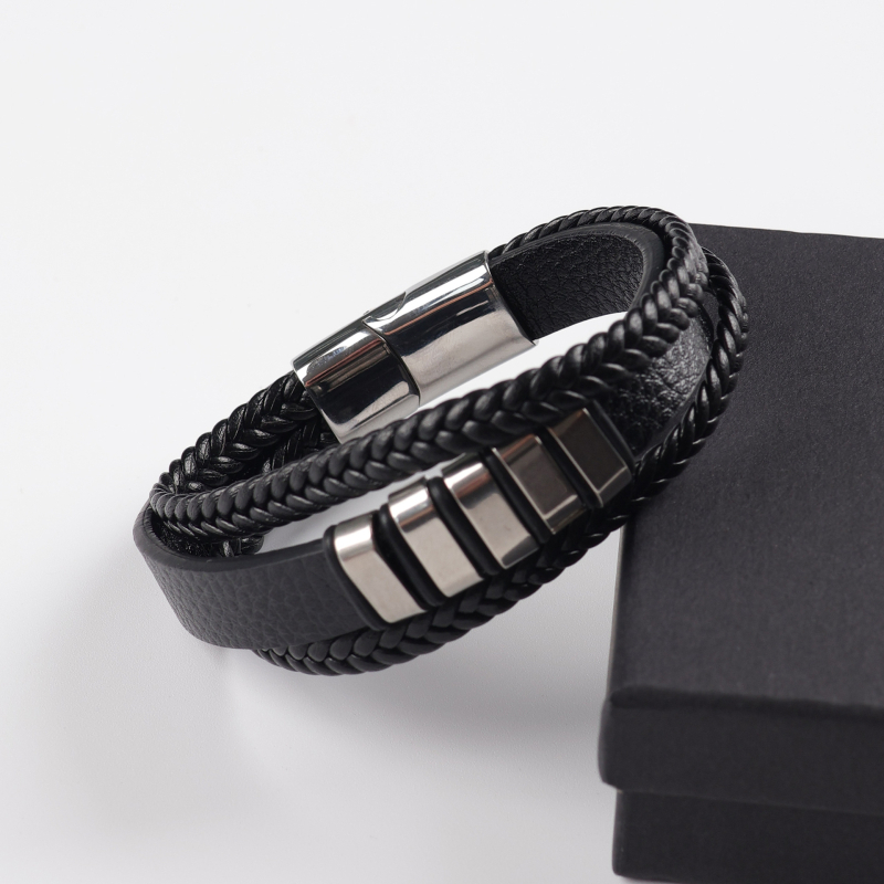 Kožni pleteni narukvica, geometrijski oblik, unisex stil, personalizirani stil, izdanje 2025