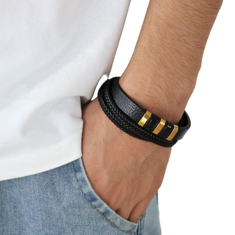 Kožni pleteni narukvica, geometrijski oblik, unisex stil, personalizirani stil, izdanje 2025
