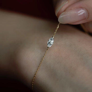 Brățară din argint 925 cu diamante montate, formă romb, Tao Silver, stil feminin pastoral